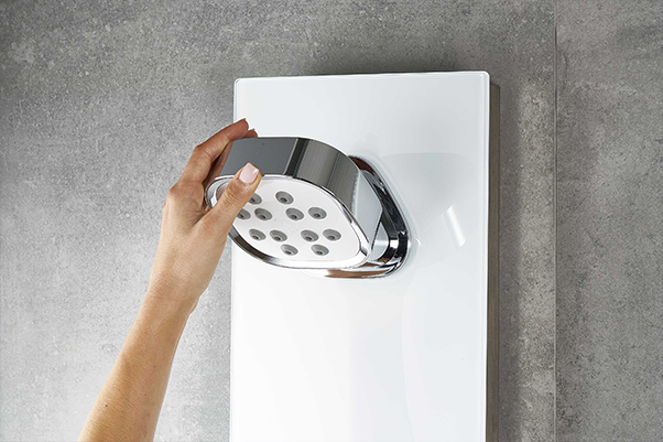 Kelda flex head deluxe air-powered shower, sap rdsap recognised, reduce water energy waste