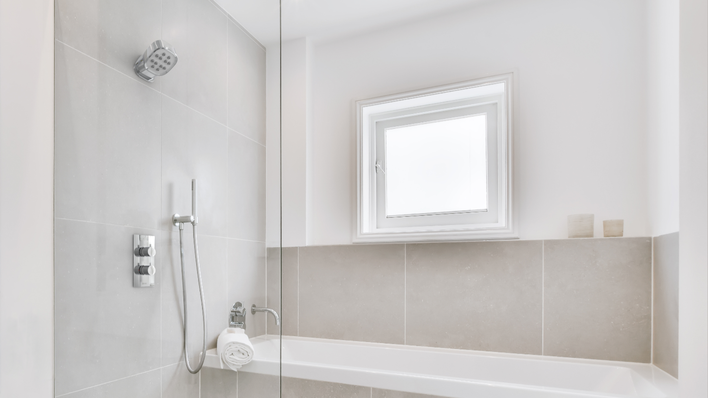 Concealed Kelda air-powered shower, sap rdsap recognised, water saving