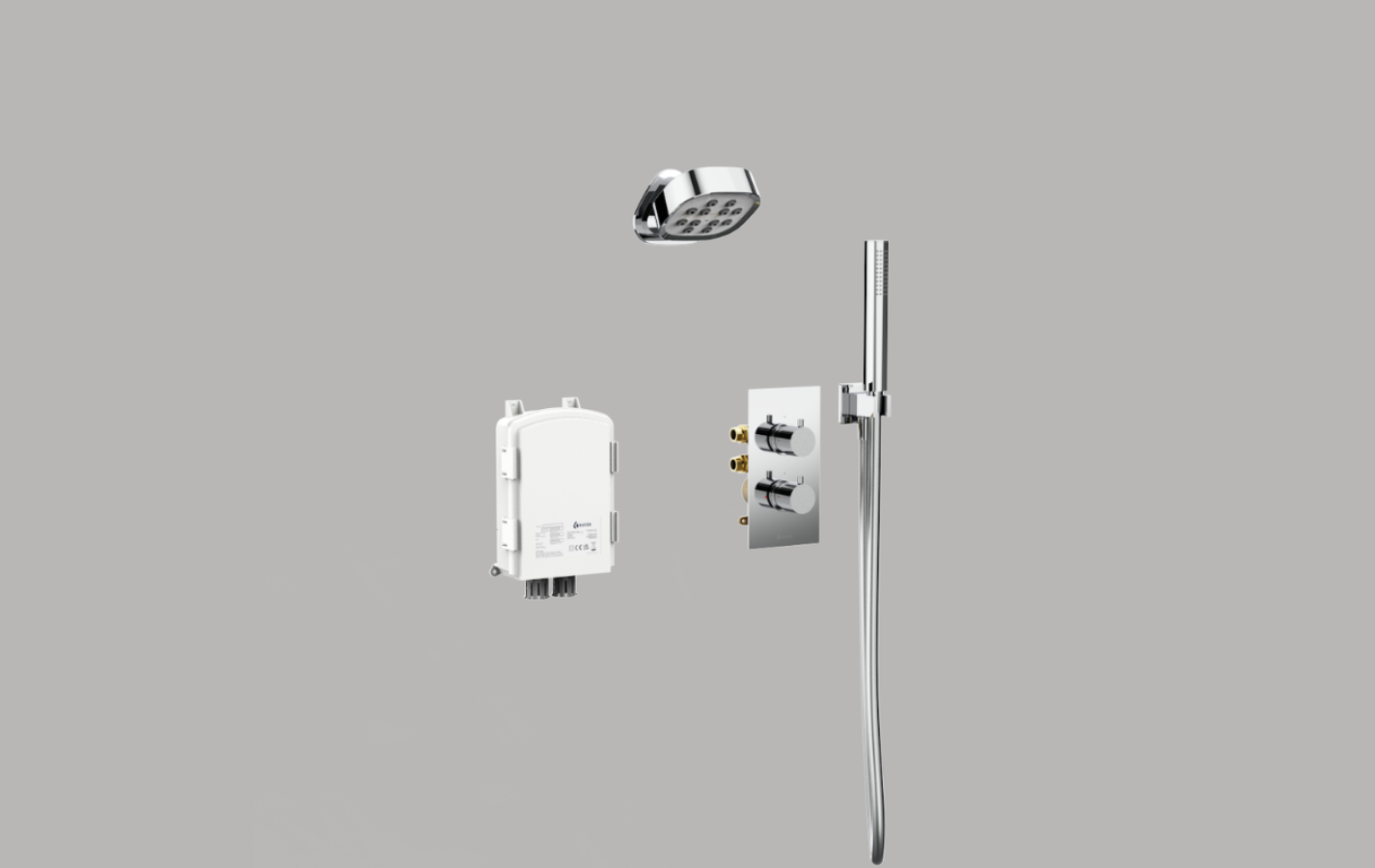 Concealed Kelda air-powered shower, sap rdsap recognised, water saving