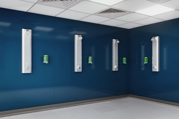 Architect's drawing of Kelda water saving shower room.